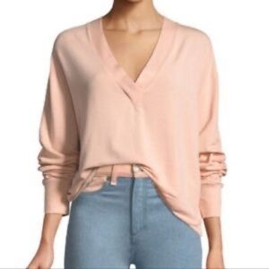 Rag‎ & Bone | Light Pink V Neck Thin Cotton Knit Sweater Size S